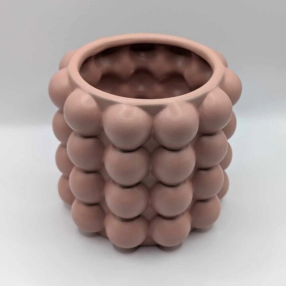 H&M Small Plant Pot Bubble Pattern Powder Pink -5 in Wide, 4.75 in Height - Picture 1 of 8